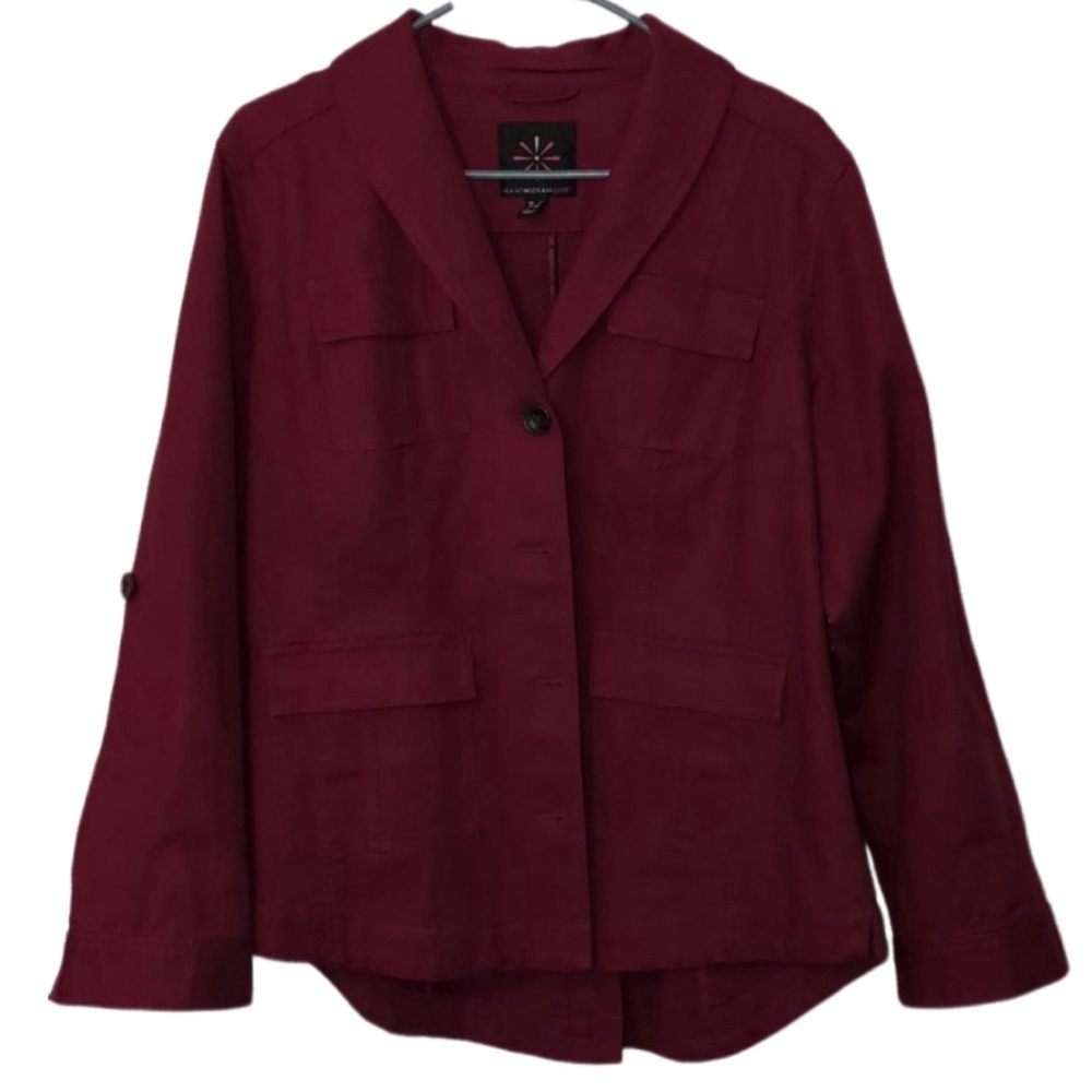 Isaac Mizrahi Live! Button Front Shawl Collar Utility Jacket Size 12
